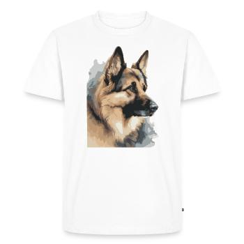 German Shepherd Portrait Watercolors - Men's Premium Organic T-Shirt - white - Front - Nico (187cm)