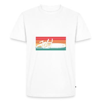 Retro Chainsaw Woodworker Men Women - Men's Premium Organic T-Shirt - white - Front - Nico (187cm)
