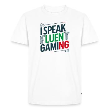 I Speak Fluent Gaming - Funny Gamer - Men's Premium Organic T-Shirt - white - Front - Nico (187cm)