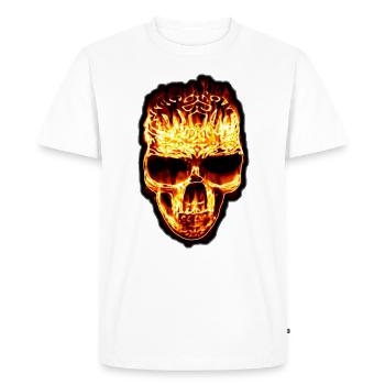 Fire Skull - T-shirt Premium bio Homme - blanc - Devant - Nico (187cm)