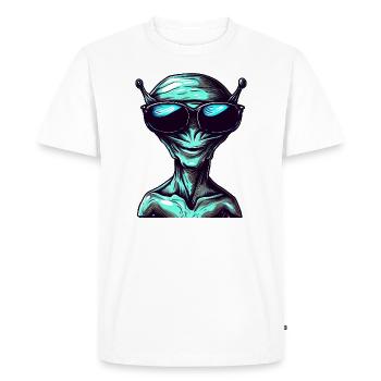 Cool Green Alien with Sunglasses - Men's Premium Organic T-Shirt - white - Front - Nico (187cm)