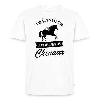 Pas Asocial - Je Juste Préféré Les Chevaux - T-shirt Premium bio Homme - blanc - Devant - Nico (187cm)