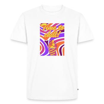 Time to chill! (Positive Design) - Men's Premium Organic T-Shirt - white - Front - Nico (187cm)