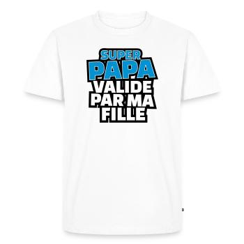 super papa validé par ma fille - T-shirt Premium bio Homme - blanc - Devant - Nico (187cm)