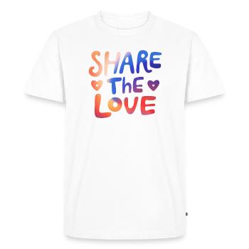 Partagez l’amour - rendez le monde meilleur - T-shirt Premium bio Homme - blanc - Devant - Nico (187cm)