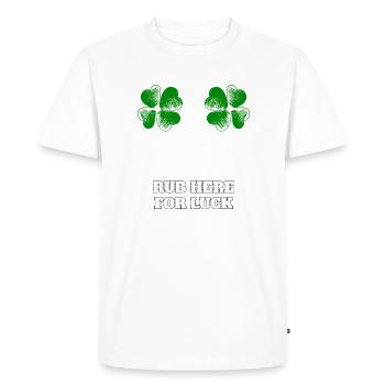 Frottez ici pour avoir de la chance - T-shirt Premium bio Homme - blanc - Devant - Nico (187cm)