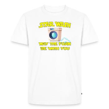 Star Wash - que la mousse soit avec vous - T-shirt Premium bio Homme - blanc - Devant - Nico (187cm)