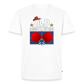 Vieux papillon main Tennis de Table Design - T-shirt Premium bio Homme - blanc - Devant - Nico (187cm)