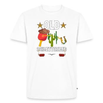 Vieux papillon main Tennis de Table Design - T-shirt Premium bio Homme - blanc - Devant - Nico (187cm)
