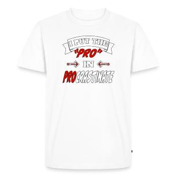 J’ai mis le pro en procrastination - T-shirt Premium bio Homme - blanc - Devant - Nico (187cm)