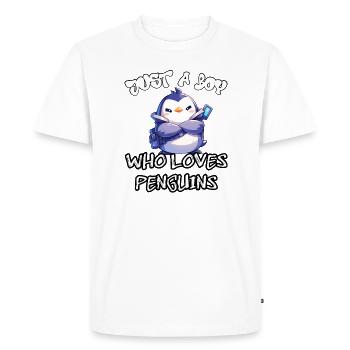 Just a boy who loves Penguins - Men's Premium Organic T-Shirt - white - Front - Nico (187cm)