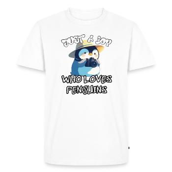 Juste un garçon qui aime les pingouins - T-shirt Premium bio Homme - blanc - Devant - Nico (187cm)
