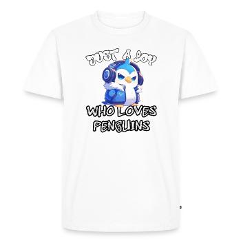 Juste un garçon qui aime les pingouins - T-shirt Premium bio Homme - blanc - Devant - Nico (187cm)