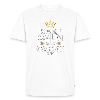 Restez calme et continuez - T-shirt Premium bio Homme - blanc - Devant - Nico (187cm)