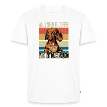 Le café et mon teckel - T-shirt Premium bio Homme - blanc - Devant - Nico (187cm)