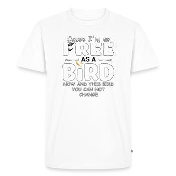 Libre comme un oiseau : un immuable - T-shirt Premium bio Homme - blanc - Devant - Nico (187cm)