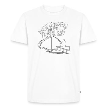 Les week-ends sont consacrés à la pêche - T-shirt Premium bio Homme - blanc - Devant - Nico (187cm)