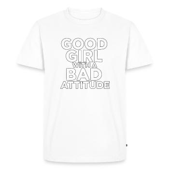 Une bonne fille avec une mauvaise attitude - T-shirt Premium bio Homme - blanc - Devant - Nico (187cm)