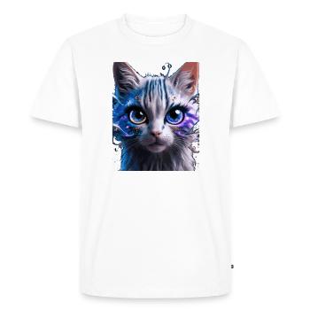 Space Cat - Men's Premium Organic T-Shirt - white - Front - Nico (187cm)