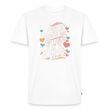 Jésus m’aime, je le sais pour la bible - T-shirt Premium bio Homme - blanc - Devant - Nico (187cm)