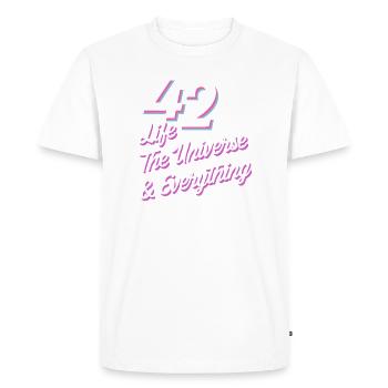 Life Universe Everything 42 réponses - T-shirt Premium bio Homme - blanc - Devant - Nico (187cm)