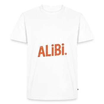 Juste ici pour créer un alibi – Drôle - T-shirt Premium bio Homme - blanc - Devant - Nico (187cm)