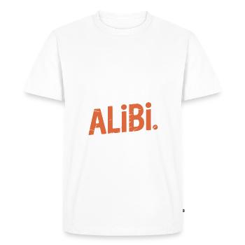 Juste ici pour créer un alibi – Drôle - T-shirt Premium bio Homme - blanc - Devant - Nico (187cm)