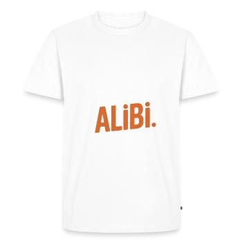 Juste ici pour créer un alibi – Drôle - T-shirt Premium bio Homme - blanc - Devant - Nico (187cm)
