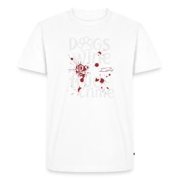 Dogs, Wine & True Crime – Funny Design - Men's Premium Organic T-Shirt - white - Front - Nico (187cm)