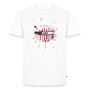 Dogs, Wine & True Crime – Funny Design - Men's Premium Organic T-Shirt - white - Front - Nico (187cm)