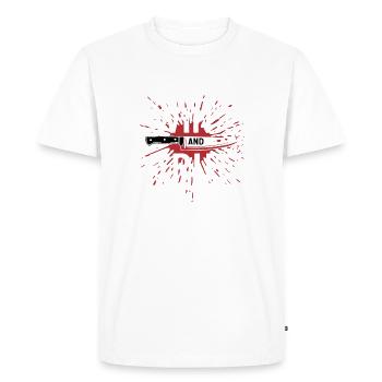 Dogs, Wine & True Crime – Funny Design - Men's Premium Organic T-Shirt - white - Front - Nico (187cm)