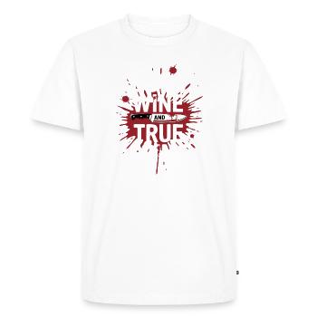 Dogs, Wine & True Crime – Funny Design - Men's Premium Organic T-Shirt - white - Front - Nico (187cm)