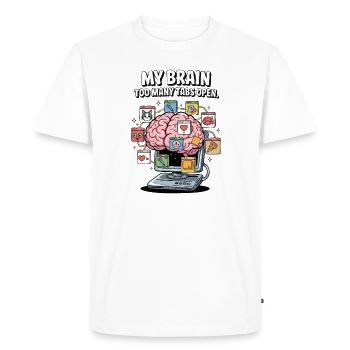 Trop d’onglets - ADD Brain Cartoon Design - T-shirt Premium bio Homme - blanc - Devant - Nico (187cm)