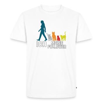 Moi et mes abonnés – Cat Humor Design - T-shirt Premium bio Homme - blanc - Devant - Nico (187cm)