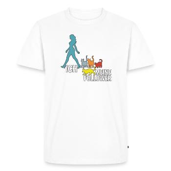 Moi et mes abonnés – Cat Humor Design - T-shirt Premium bio Homme - blanc - Devant - Nico (187cm)