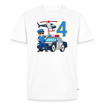 4 Birthday Police Car 4 years old Policeman - Men's Premium Organic T-Shirt - white - Front - Nico (187cm)