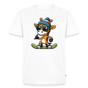 Snowboard Girafe, Animal Des Sports D’hiver - T-shirt Premium bio Homme - blanc - Devant - Nico (187cm)