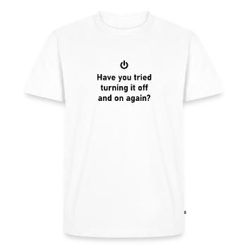 Have you tried turning it off and on again? - Men's Premium Organic T-Shirt - white - Front - Nico (187cm)