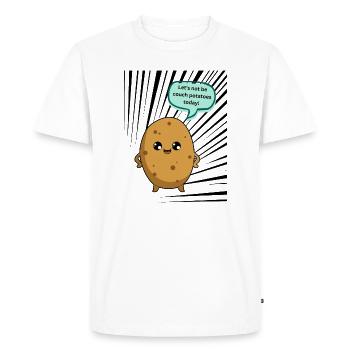 Potato - Let's not be couch potatoes today! - Men's Premium Organic T-Shirt - white - Front - Nico (187cm)