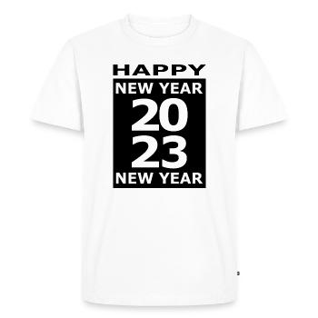 Bonne année 2023 (N&B) (2) - T-shirt Premium bio Homme - blanc - Devant - Nico (187cm)