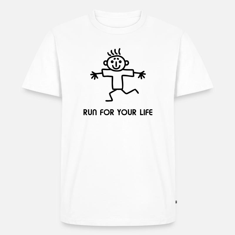Strichmännchen run - Männer Premium Bio T-Shirt - Weiß