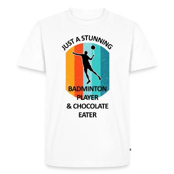 Badminton Badminton Badminton Player Chocolate - Men's Premium Organic T-Shirt - white - Front - Nico (187cm)