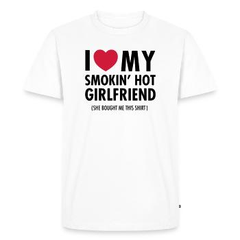 I Love My Smokin' Hot Girlfriend (She Bought...) - Herre Premium økologisk T-shirt - hvid - Foran - Nico (187cm)