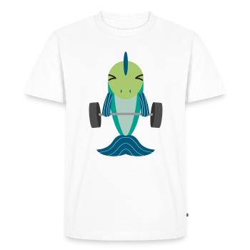 Fish Weightlifting Power Sports Gift - Men's Premium Organic T-Shirt - white - Front - Nico (187cm)