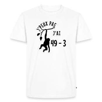 j'peux pas j'ai 49-3 - T-shirt Premium bio Homme - blanc - Devant - Nico (187cm)
