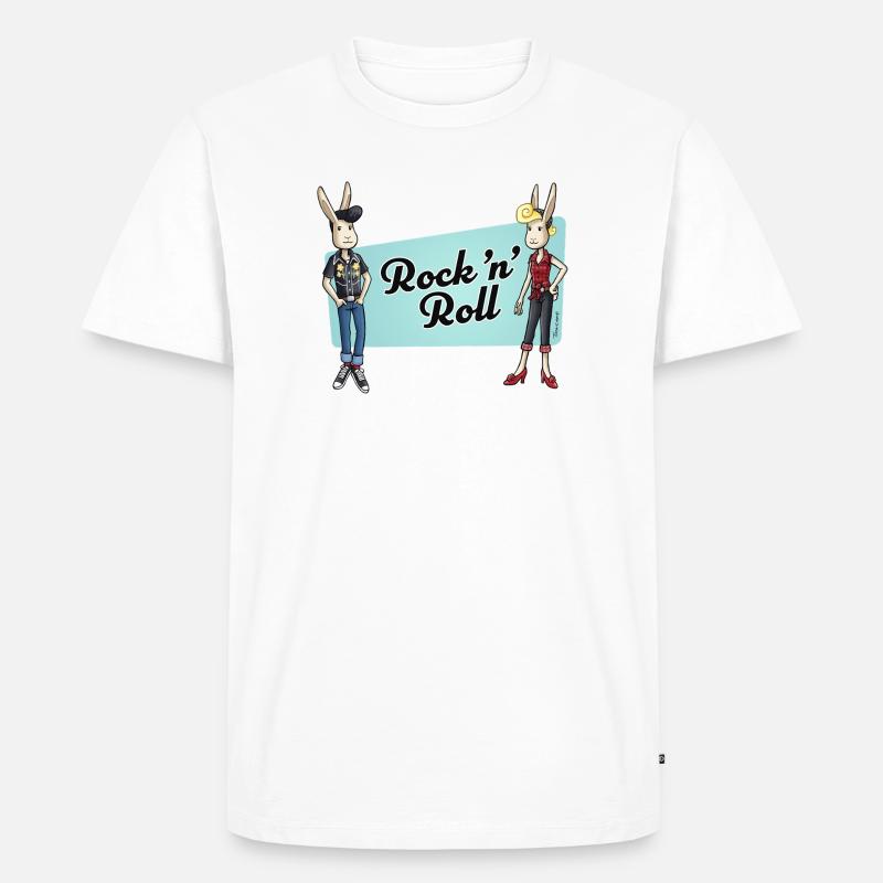 Rock 'n' Roll Rabbits - Männer Premium Bio T-Shirt - Weiß