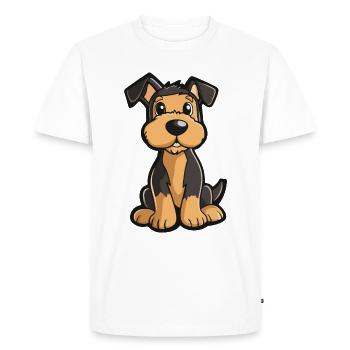 Airedale Terrier Dog Comic Cute - Men's Premium Organic T-Shirt - white - Front - Nico (187cm)