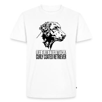 La vie de Curly Coated Retriever est meilleure Wilsigns - T-shirt Premium bio Homme - blanc - Devant - Nico (187cm)