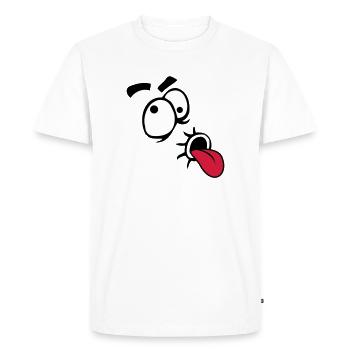 Drôle Comic Face Cool Tongue Stick Out - T-shirt Premium bio Homme - blanc - Devant - Nico (187cm)