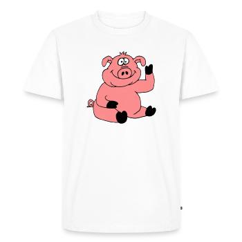 Mignon bande dessinée bande dessinée ondes de cochon amical - T-shirt Premium bio Homme - blanc - Devant - Nico (187cm)